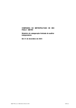 Companhia do Metropolitano de São Paulo - Metrô - Relatório Integrado 2024