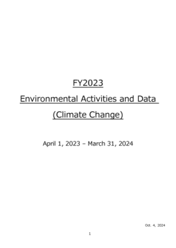 Disco Corporation - Environmental Activities and Data (Climate Change) FY2023. April 1, 2023 - March 31, 2024