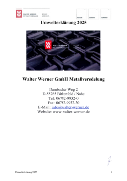 Walter Werner Metallveredelung GmbH - Umwelterklärung 2025