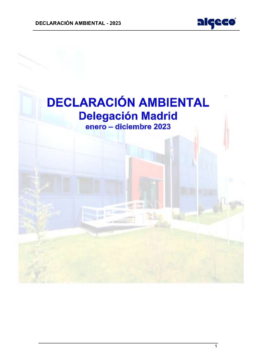 Algeco Construcciones Modulares SLU - Declaración Ambiental Delegación Madrid Enero-Diciembre 2023
