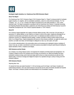 Huntington Ingalls Industries Inc - Greenhouse Gas (GHG) Emissions Report (2025)