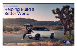 Ford Motor Company - 2026 Sustainability Statement. On The Road to Better. Helping Build a Better World