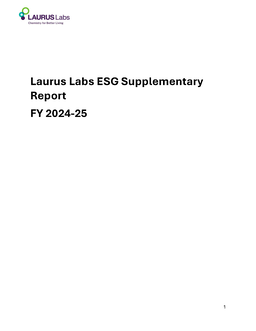 Laurus Labs Limited - ESG Supplementary Report FY 2024-25