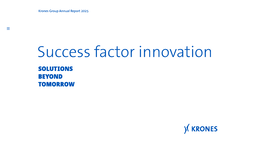 Krones AG - Annual Report 2025. Success factor innovation. Solutions Beyond Tomorrow