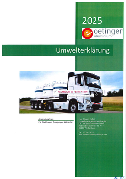 OETINGER Aluminium GmbH - Umwelterklärung 2025